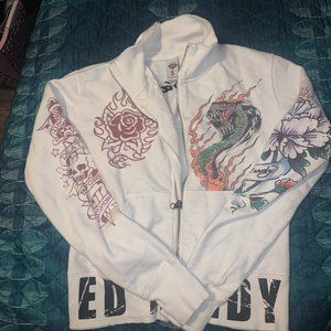 Ed Hardy Full Zip Track Jacket Sweatshirt Size SMALL     Made In Portugal